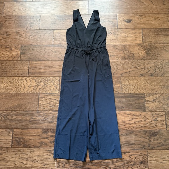 Athleta Pants - Athleta Savannah Black V Neck Wide Leg Jumpsuit Size 4 Stretch Athleisure